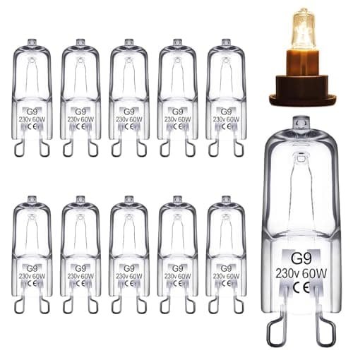 Image of FreeSkill G9 Halogen Bulbs - 10Pack 60W Warm White Wax Burner Bulbs G9 Halogen Capsule Bulb for Cooking Lighting, RV Light, Chandelier, and Ceiling Lights, 220V-240V