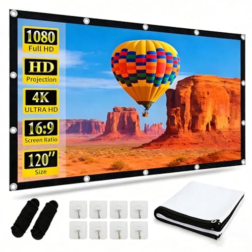 Image of Projector Screen 120 Inch, Yingstar 16:9 HD Double Sided Projection Screens, Anti-Crease Foldable Portable Projector Screen For Outdoor Cinema Garden Home Indoor Camping Theater Office