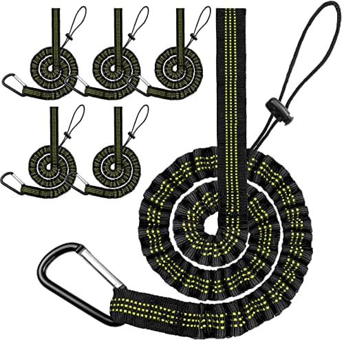 Image of Raweao 6-Pack Upgraded Tool Tethers Lanyard, Retractable Tool Tethering Kit for Working at Height, Maximum Weight Limit 6.8KG/15lb Tool Tether Safety Rope Dual Ends