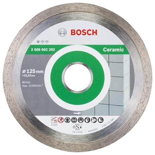Image of Bosch Professional 1x Diamond Cutting Disc Standard for Ceramic (for Stone, Tile, Ceramic, Ø 125 x 22,23 x 1,6 x 7 mm, Accessories for Angle Grinders)