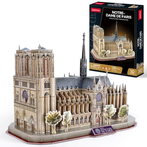 Image of CubicFun 3D Puzzles National Geographic Architecture Building Model Kit for Adults Kids, 3D France Notre Dame De Paris Jigsaw City Puzzle 128 Pieces
