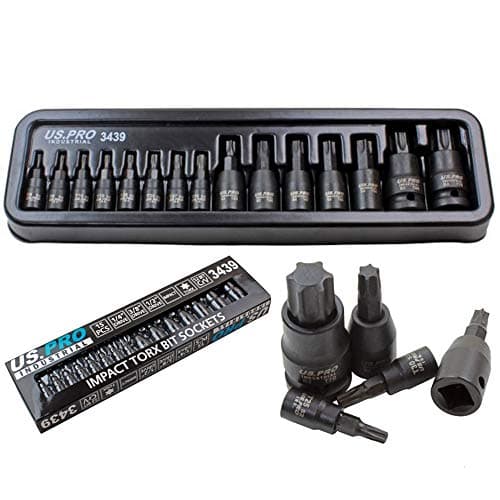 Image of 15pc Impact Torx Bit Socket Set 1/4 3/8 1/2 T6-T70 TRX-Star US Pro Industrial
