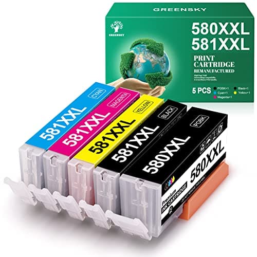 Image of GREENSKY PGI 580 CLI 581 XXL PGI 580XXL CLI 581XXL Compatible ink cartridges for Canon 580 581 ink cartridges for PIXMA TS8350 for PIXMA TS6350 for canon TS705 ts6150 ts6151 ts6250 ts6251(5 Pack)