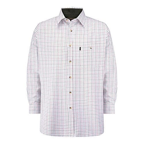 Image of WALKER AND HAWKES - Men's Green 100% Single Brushed Cotton Brocton Durable Country Shirt - Blue - Small (38'')