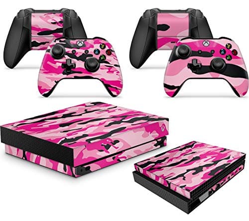 Image of PINK CAMO Skins for Xbox One X XBX Console Decal Vinal Sticker + 2 Controller Set