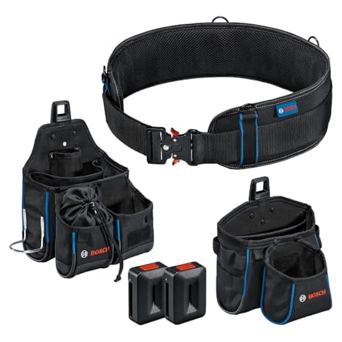 Image of Bosch Professional ProClick Tool Belt kit with 1 x Belt 108 (Size L/XL), 1 x GWT 4 Bag, 1 x GWT 2 Bag, 2 x ProClick Holders