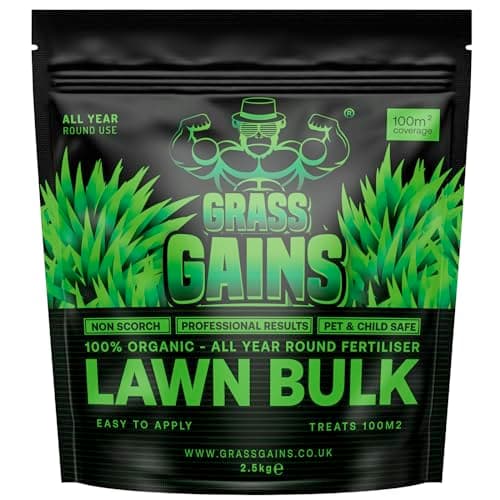 Image of Organic Grass Fertiliser, Lawn Feed Grass Food - Pet, Child Friendly, Non Scorch Formula for Spring Summer Autumn Use, Covers 100m² Black Edition. Achieve A Lush Green Lawn The Natural Way