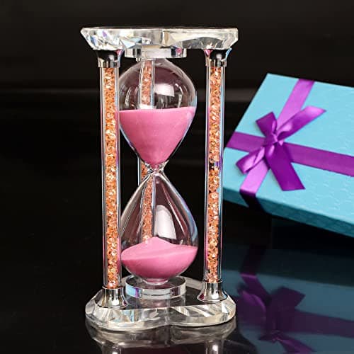 Image of 60 Minutes Sand Timers,Heart Shaped Crystal Hourglass, Sand Clock with Gift Box (Pink)