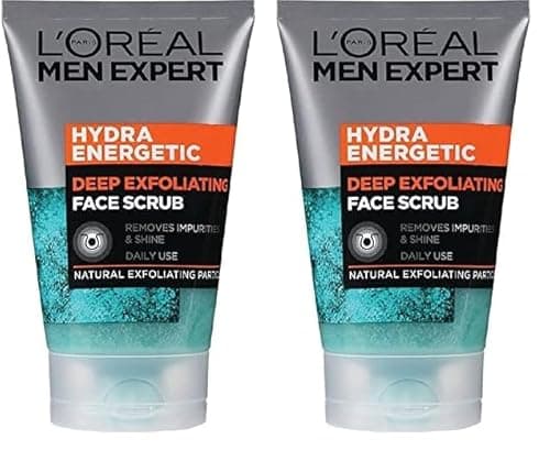 Image of L'Oréal Men Expert Face Scrub, Hydra Energetic Deep Exfoliating Face Wash for Men 100 ml (Pack of 2)