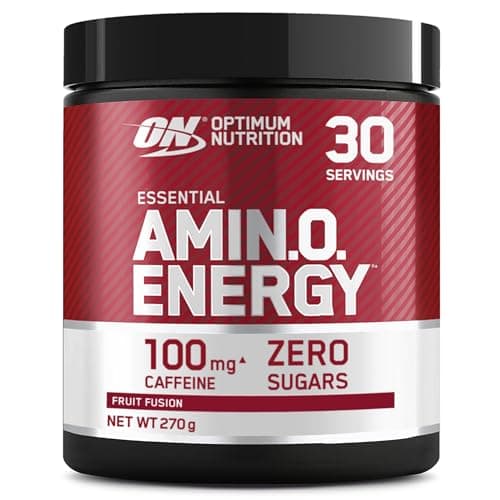Image of Optimum Nutrition Amino Energy Pre Workout Powder, Energy Drink with Amino Acids, BCAA, L-Glutamine and L-Leucine, Food Supplement with Vitamin C and Caffeine, Fruit Fusion Flavour, 30 Servings, 270 g