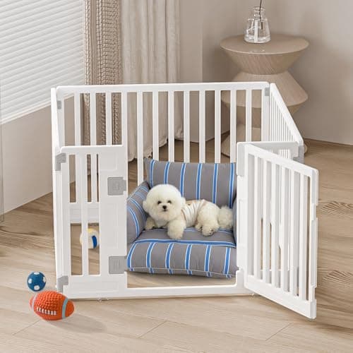 Image of Gupamiga Puppy Playpen, Dog Playpen Foldable with Door, Puppy Run for Home, Solid and Smooth, Easy Installation, White (89 x 89 cm)