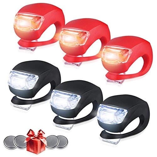Image of Bestlsy Set of 6 Bike Lights Front and Back, LED Clip-On Silicon Bicycle Lights with Waterproof Silicone Housing, Multi-purpose Water Resistant Headlight