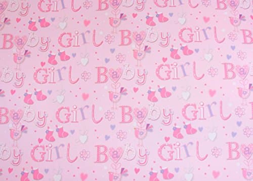 Image of Simon Elvin BABY GIRL WRAPPING PAPER - 2 SHEETS OF GIFT WRAP & ONE TAG - SE2595