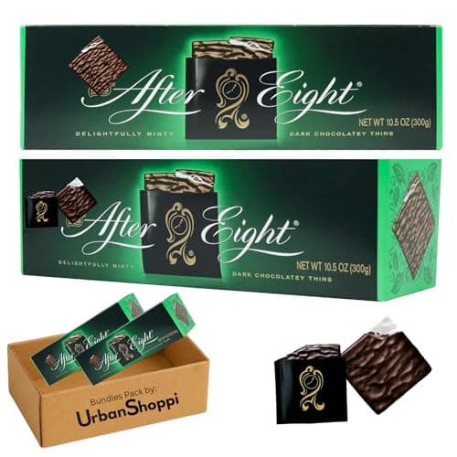 Image of After Eight Dark Mint Chocolate Box 300g – Wafer Thin Mints with Peppermint Fondant, Classic British After Dinner Treat, Bundle by UrbanShoppi (Pack of 2)