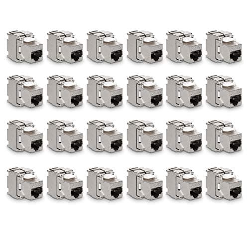 Image of kwmobile Keystone Module Jacks - 24 Piece CAT6A Shielded Keystone Jack RJ45 Cat 6A Ethernet Module 10 Gbit with Shielded Metal Housing