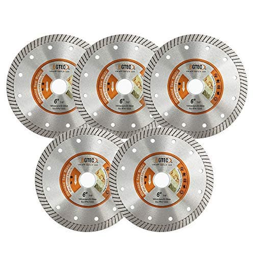 Image of BGTEC Diamond Tile Blade 5PCS 150mm Super Thin Turbo Rim Concrete Porcelain Saw Blade with 22.23mm Arbor for Cutting Porcelain Tile Ceramic Granite Marble Hard Material Cutting Disc