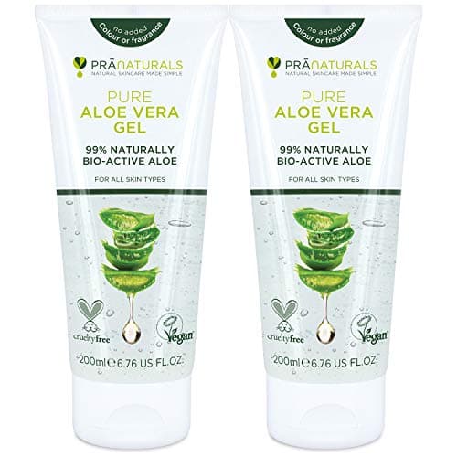 Image of PraNaturals Pure Aloe Vera Gel 200ml – Soothing & Hydrating, Rich in vitamins, for bug bites and minor burns, For all skin types, Cruelty-free & Vegan (Pack of 2)