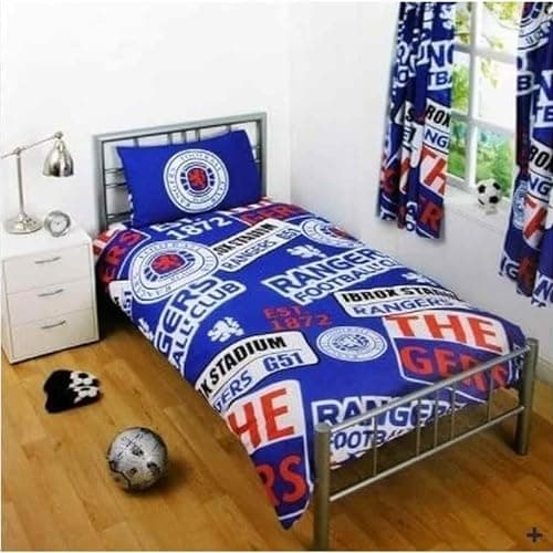 Image of GIFTS 4 ALL Official Reversible Rangers Single Duvet Cover & Pillowcase Bedroom Set (Single Twin Bed), Rangers Bedding Set