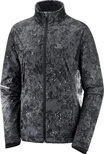 Image of Salomon Women'S Sports Jacket, Agile Warm JKT W, Polyester, Grey (Ebony), Size L, LC1157100