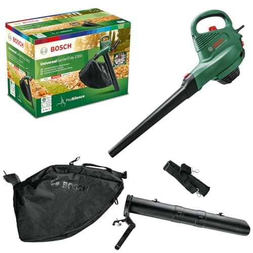 Image of Bosch Electric Leaf Blower and Vacuum Universal Garden Tidy 2300 (2000 W, collection bag 45 l, 3-in-1 function , low noise level of 99 dB (A))