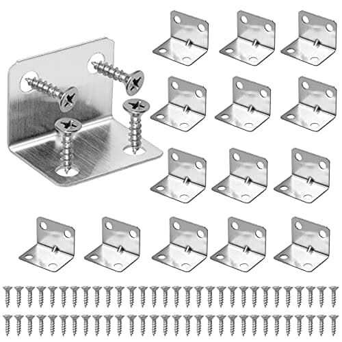 Image of L Bracket - Vaktop 15PCS Angle Brackets, Stainless Steel Corner Brackets, 90 Degree Corner Brace with 60 Screws, Metal Bracket for Wood Furniture Fixing and Repairing (Silver, 23*23*30mm)