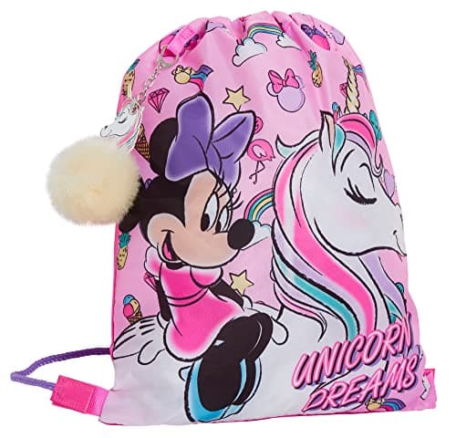 Image of Disney Minnie Mouse Drawstring Gym Bag Girls Unicorn Swim Bag Nursery Backpack