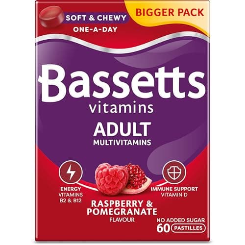 Image of Bassetts Vitamins Adult Raspberry & Pomegranate Flavour Multivitamins 60 Gummy Pastilles