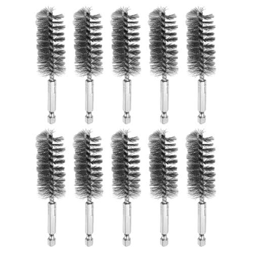 Image of sourcing map 10Pcs 304 Stainless Steel Bore Brush 22mm Dia 4" Long Cleaning Twisted Wire Brush with Handle 1/4" Hex Shank for Tubes, Ports, Bearings
