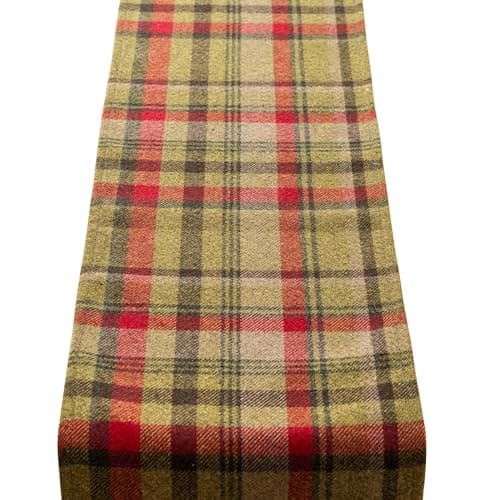 Image of Tartan Check Table Runner in Hunter Green and Red. Balmoral Classic Regal Check Design. Highland Inspired. Available in Three Sizes (30cm x 230cm)
