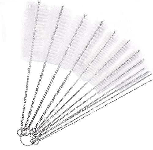 Image of Zhiye Pipe Tube Brush Pipe Cleaning Brushes, Nylon Drinking Straws Cleaner Brush 10 Pieces set for Washing Kettle Spout, Teapot Nozzle White