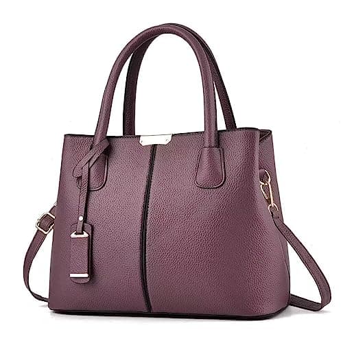 Image of FiveloveTwo Women Classy Satchel Handbag Tote Purse Handle Bag Shoulder Bag DarkPurple