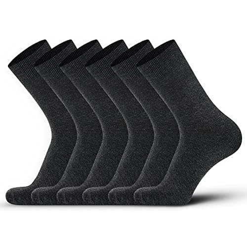 Image of DarkCom Mens Socks 9-11 Multipack, Dark Gray Socks, Seamless Cuff, Soft Durable, No Shrinkage, Black Socks Mens 6-11, Smart Dress Socks, 6 Pairs 6-8