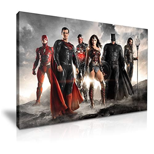 Image of Justice League Wonder Woman Batman Aquaman Flash Poster Picture Print Canvas Wall Art 76x50cm