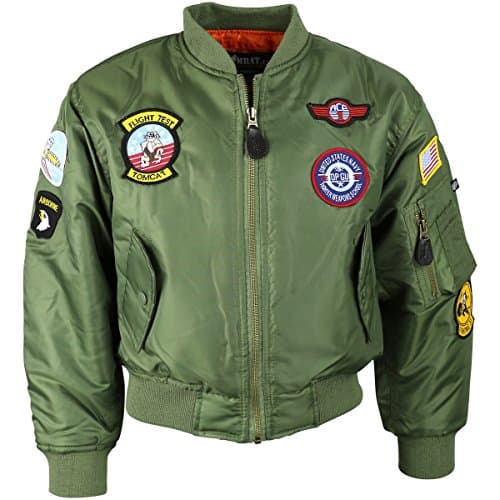 Image of Kombat UK Kids MA1 Flight Jacket - Olive Green, Size 11-12