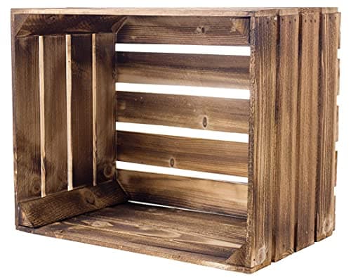 Image of Kontorei® Flamed / Brown Apple Crates, 50 cm x 40 cm x 30 cm, Set of 1, Wooden Wine & Fruit Crates