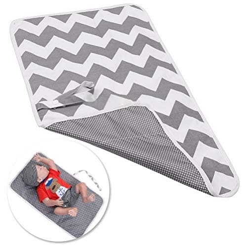 Image of Nappy Changing Mat, Foldable Diaper Pad Waterproof Travel Changing Mat with Gray Waves for Home Travel Outside(60 * 35 cm /23.62 * 13.77 in)