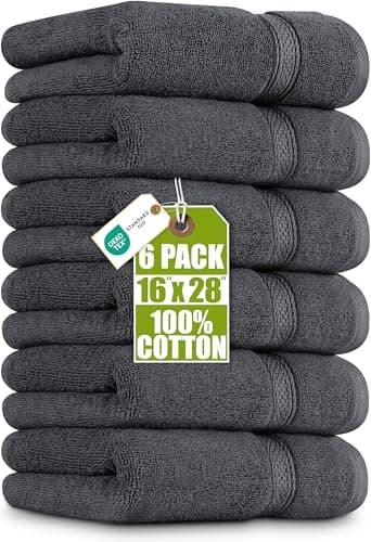 Image of Utopia Towels - Premium Hand Towels - 100% Combed Ring Spun Cotton, Ultra Soft and Highly Absorbent, Extra Large Thick Hand towels 41 x 71 cm, Hotel & Spa Quality Hand Towels (6-Pack) (Grey)