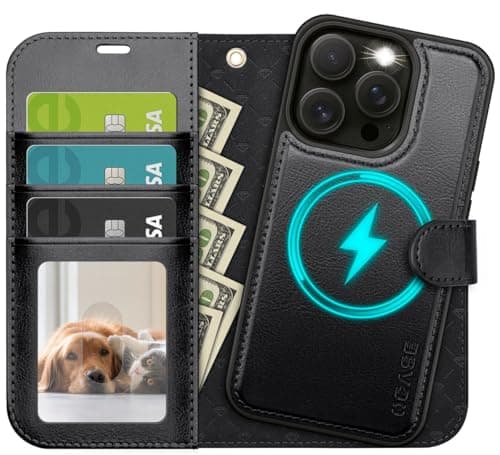 Image of OCASE for iPhone 13 Pro Case, Detachable 2 in 1 PU Leather Wallet Case with Card Holders, Wireless Charging, RFID Blocking, Kickstand, Shockproof Flip Folio Phone Cover, Black