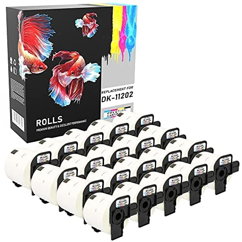 Image of Prestige Cartridge 20x DK11202 62mm x 100mm Address Labels Compatible with Brother P-Touch QL-500 QL-550 QL-560 QL-570 QL-700 QL-720 QL-800 QL-810 QL-820 QL-1050 QL-1100 QL-1110 (300 Labels per Roll)