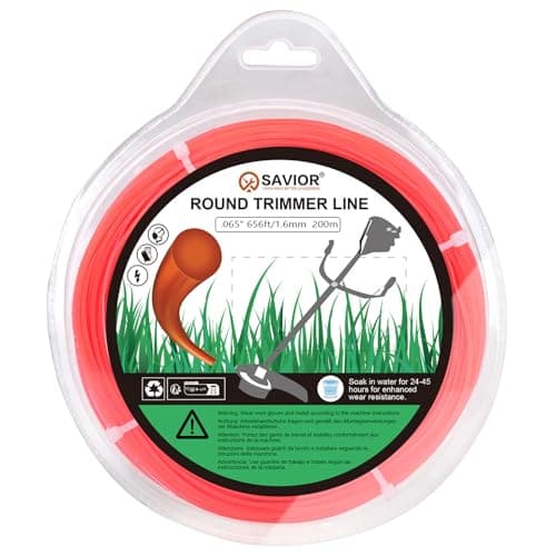 Image of Savior Grass Trimmer Line 1.6 mm x 200 m Trimmer Line Trimmer Line Nylon Grass Trimmer Spools Thread Brush Cutter Threads for Lawn Weeds 1.6 mm (0.065 inches) x 200 m Round, Orange