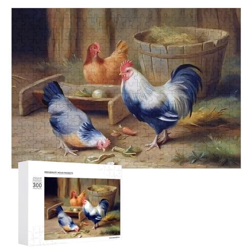 Image of Puzzle for Teenagerss 300 PCS Farmyard Chickens Feeding Scene Puzzles for Adults Family Games For Family Fun Deal As Gifts for The Whole Family 300 PCS