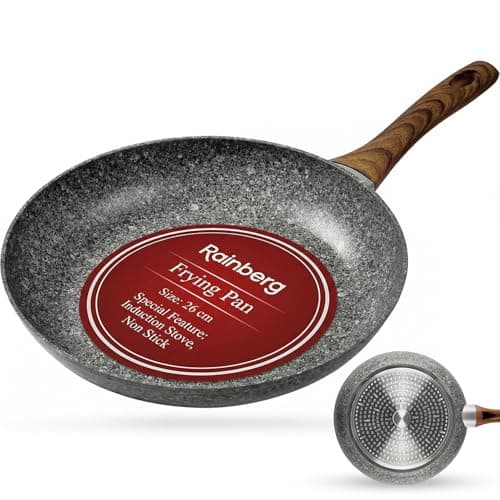 Image of Rainberg 26cm Non Stick Frying Pan, Granite Frying Pan Nonstick Coating, Anti-Scratch, Durable Stove Compatible, Induction Frying Pan (26cm)