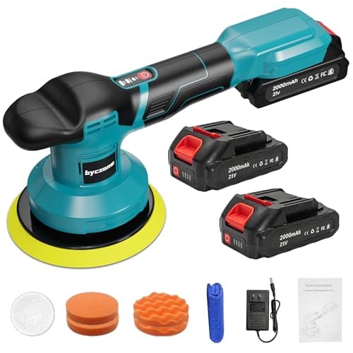 Image of Cordless Car Buffer Polisher kit w/ 2x2000mAh 21V Batteries, 6 Inch Car Buffer Waxer Kit w/ 6 Variable Speed & Extra 10 PCS Attachments, Polisher for Car Detailing,Boat Sanding,Scratch Removing