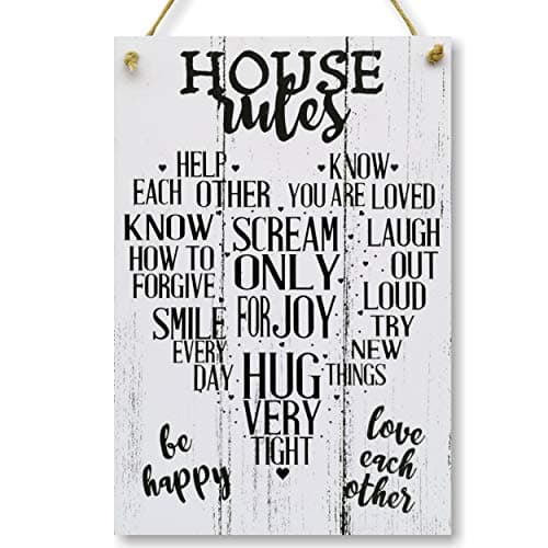 Image of CARISPIBET House Rules | Home decoration sign kitchen living room wall art decorative 12" x 8"