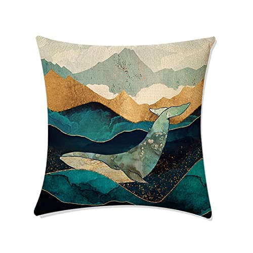 Image of Pillow Cases Retro Pillowcase Marine Cartoon Animal Linen Bedside Sofa Cushion Cushion Cover-Style Seven_45*45Cm Without Pillow Core)