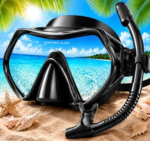 Image of Hydomi Snorkel Set for Adults – Comfortable Leak-Proof Mask with Anti-Fog Tempered Glass, 180° Panoramic View & Dry Top Snorkel, Adjustable Diving Set for Holiday & Beach