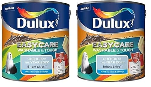 Image of Dulux Easycare Washable & Tough Matt Emulsion Paint - Bright Skies - 2.5 Litre, 5599870 (Pack of 2)