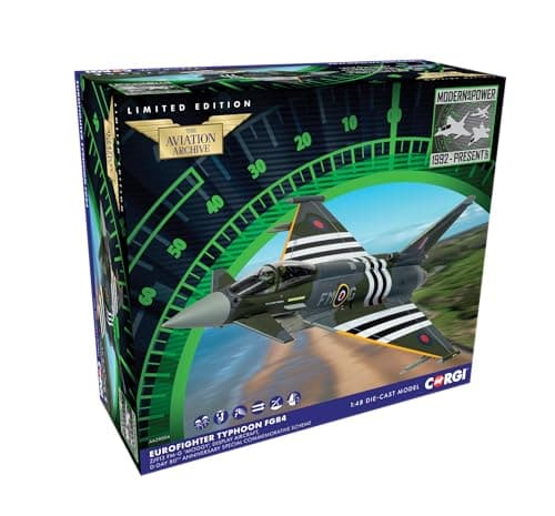 Image of Corgi AA29004 Eurofighter Typhoon FGR4, ZJ913 FM-G ‘Moggy’, Flt Lt David ‘Turbo’ Turnbull, RAF No.29 Sqn, Coningsby, June 6th 2024, 2024 D-Day Anniversary Display Scheme
