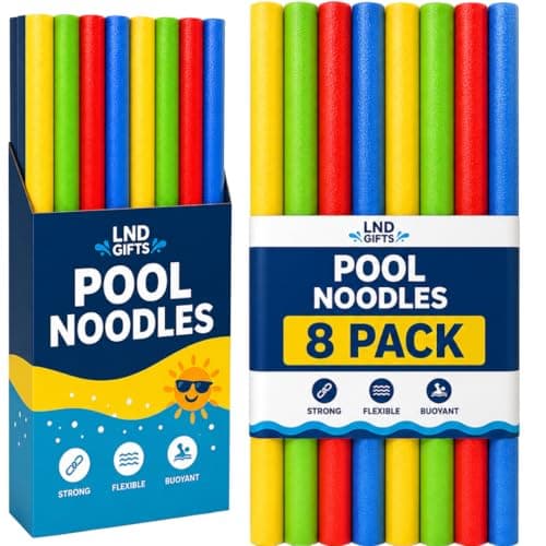 Image of Pool Noodles 8 Pack Foam Swimming Pool Noodle Float Strong Flexible Buoyant Swim Aid for Adults and Kids – LND Gifts