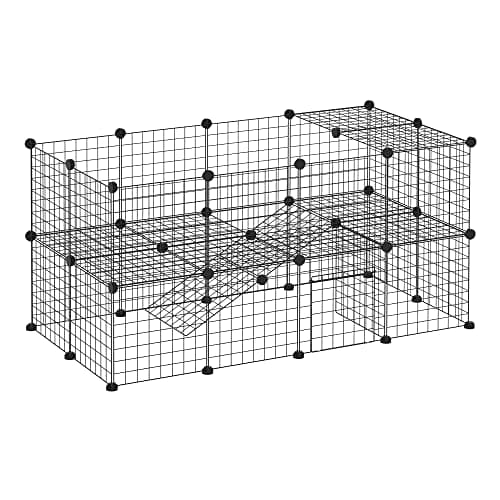 Image of PawHut DIY Pet Playpen Metal Wire Fence Indoor Outdoor Rabbit Small Animals Cage 36 Panel Enclosure Black